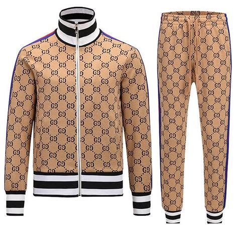 gucci tracksuit mens brown|cheap gucci tracksuit men.